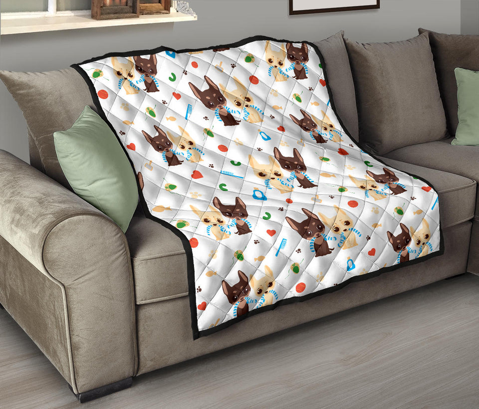 Cute Chihuahua Dog Pattern Premium Quilt