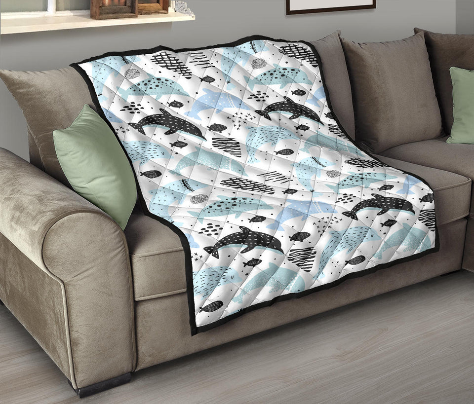 Cute Dolphins Childish Style Pattern Premium Quilt