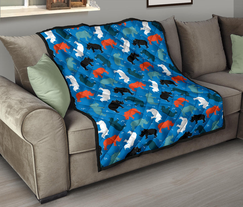 Colorful Rhino Pattern Premium Quilt