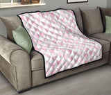 Watercolor Pink Heart Pattern Premium Quilt