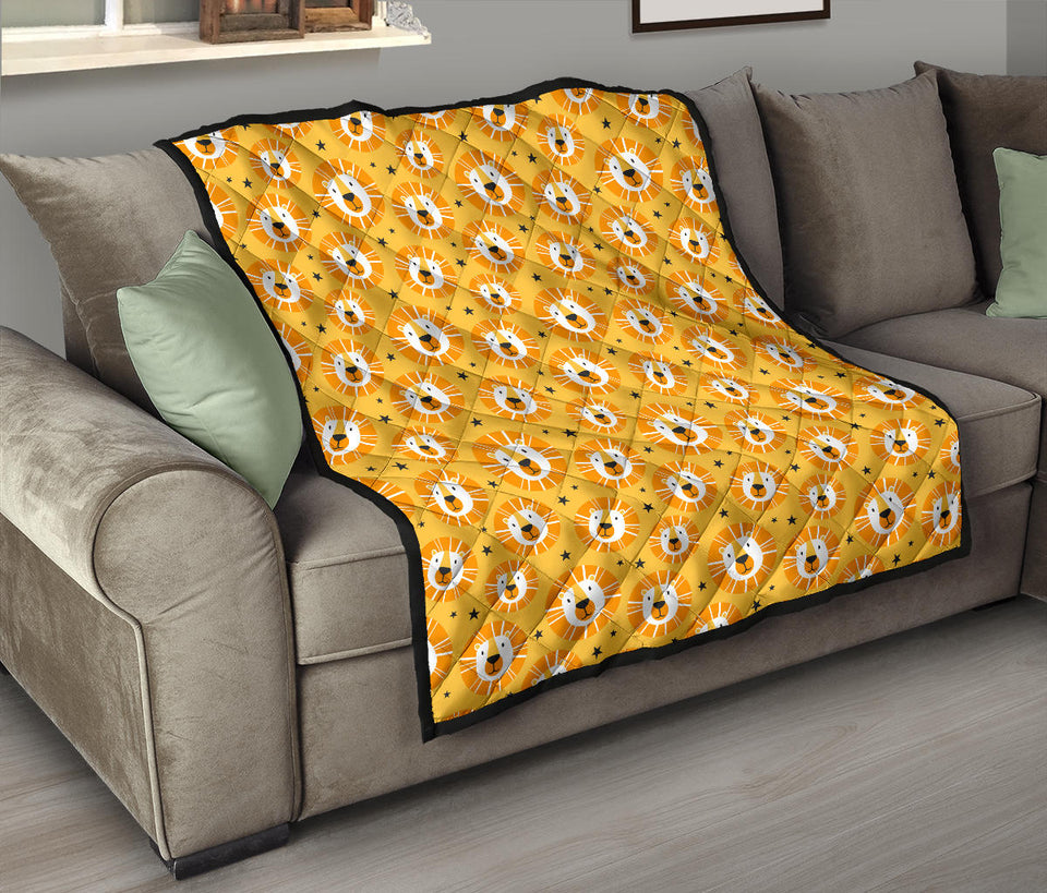 Lion Pattern Print Design 03 Premium Quilt