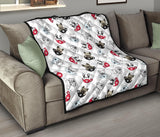 French Bulldog Cup Paw Pattern Premium Quilt