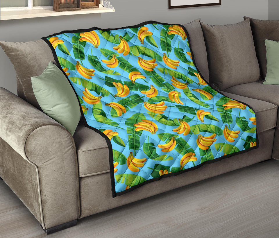 Banana Leaves Banana Design Pattern Premium Quilt