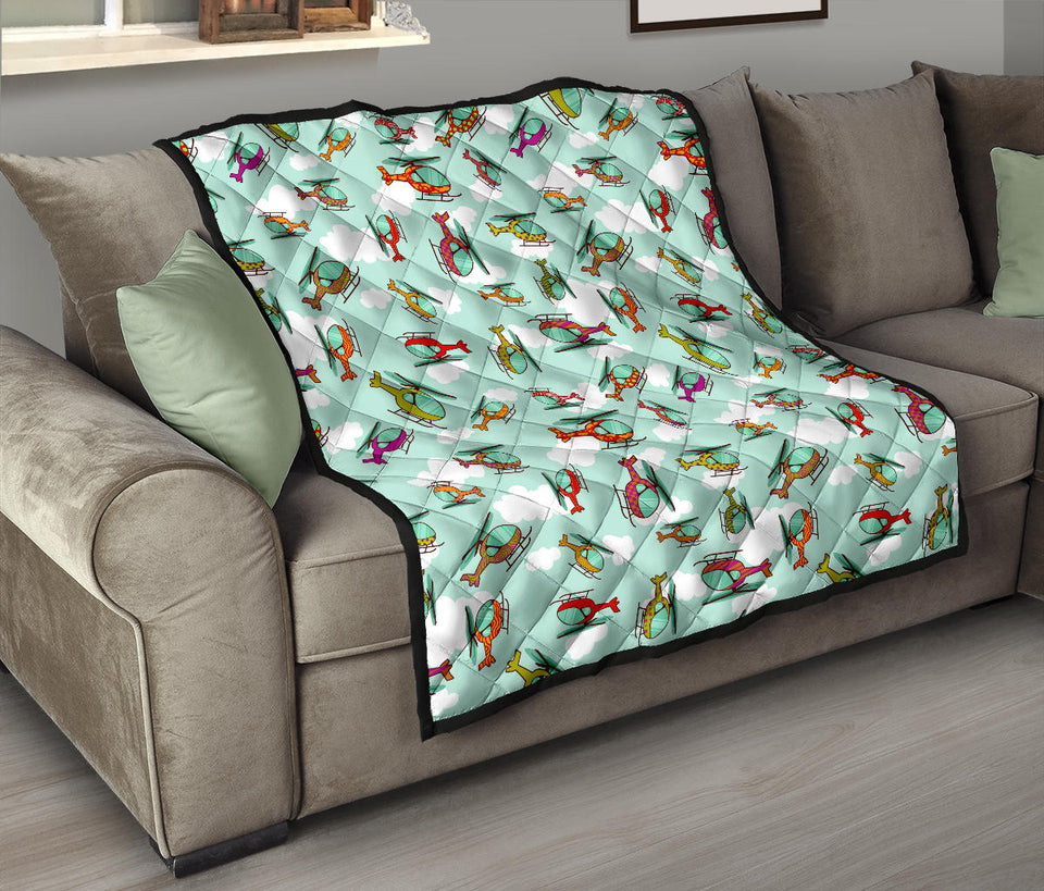 Helicopter Design Pattern Premium Quilt