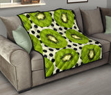 Kiwi Black Dot Background Premium Quilt