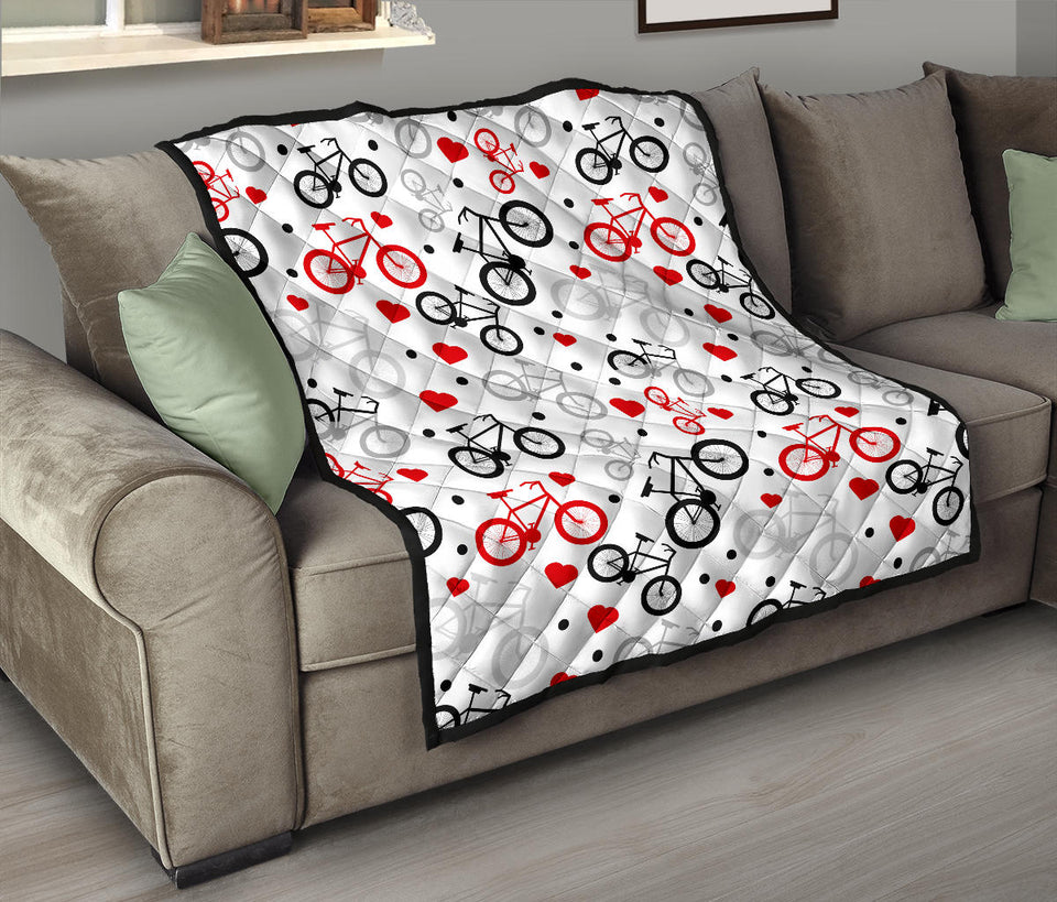 Bicycle Pattern Print Design 04 Premium Quilt
