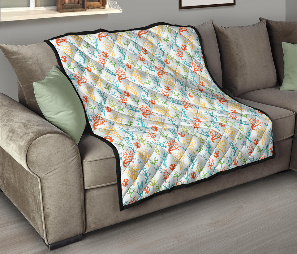 Coral Reef Pattern Print Design 02 Premium Quilt