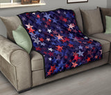 Red Blue Star Pattern Premium Quilt.