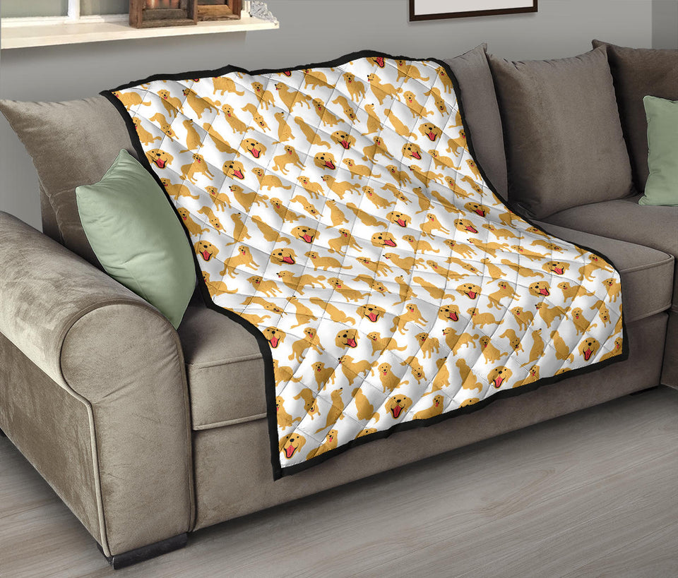 Golden Retriever Pattern Print Design 05 Premium Quilt