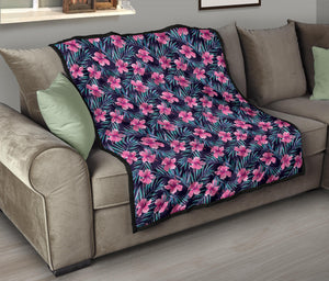 Hibiscus Pattern Print Design 05 Premium Quilt