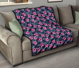 Hibiscus Pattern Print Design 05 Premium Quilt