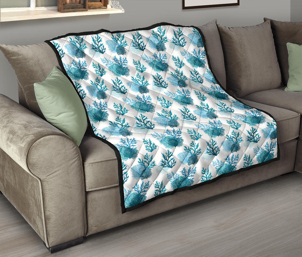 Coral Reef Pattern Print Design 04 Premium Quilt