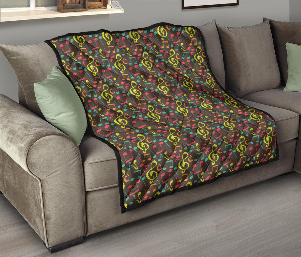 Music Notes Pattern Print Design 05 Premium Quilt