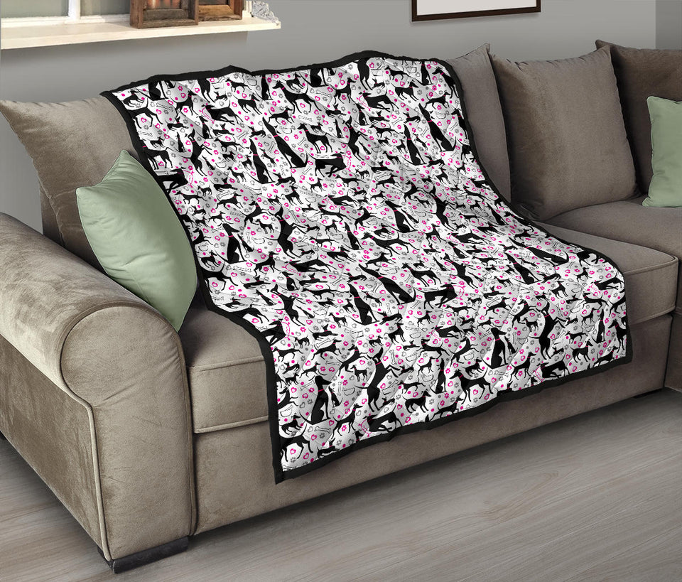 Greyhound Pattern Print Design 02 Premium Quilt