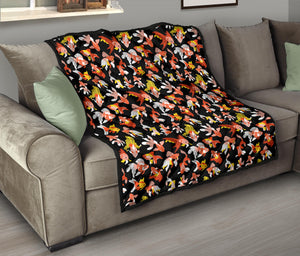 Goldfish Pattern Print Design 03 Premium Quilt