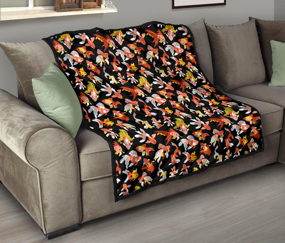 Goldfish Pattern Print Design 03 Premium Quilt