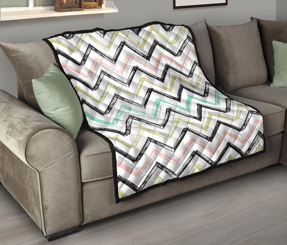 Zigzag  Chevron Paint Pattern Premium Quilt