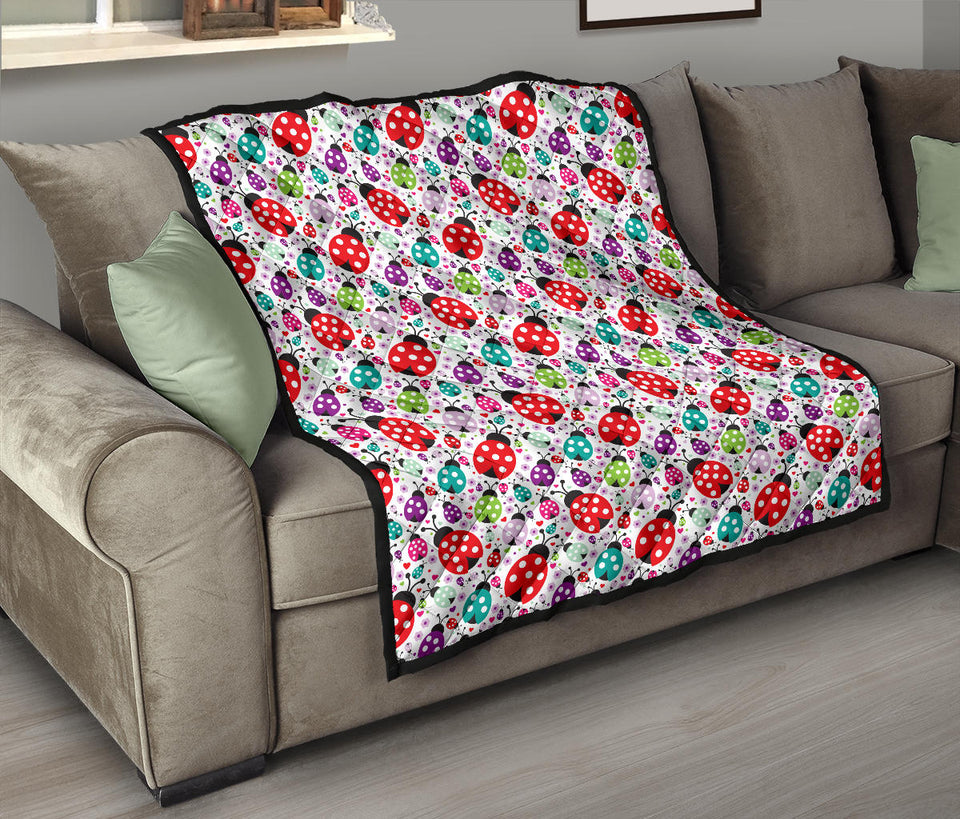 Ladybug Pattern Print Design 03 Premium Quilt