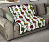 Colorful Apples Leave Zebra Stripe Premium Quilt