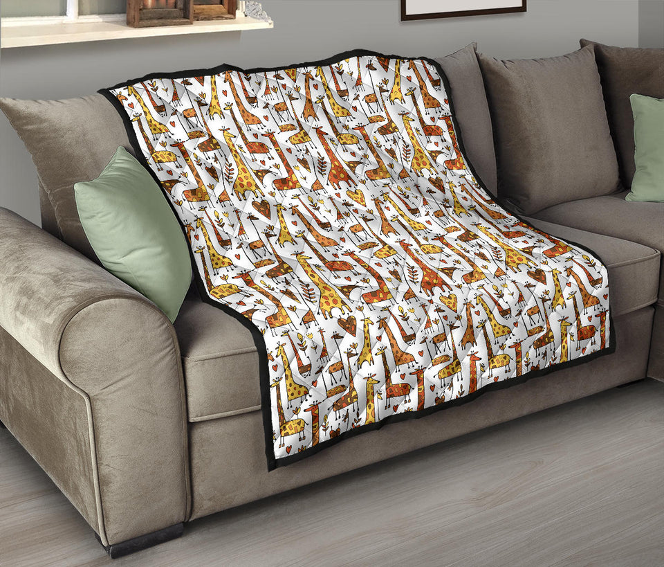 Giraffe Pattern Print Design 04 Premium Quilt