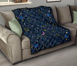 Space Pattern With Planets, Comets, Constellations And Stars Premium Quilt