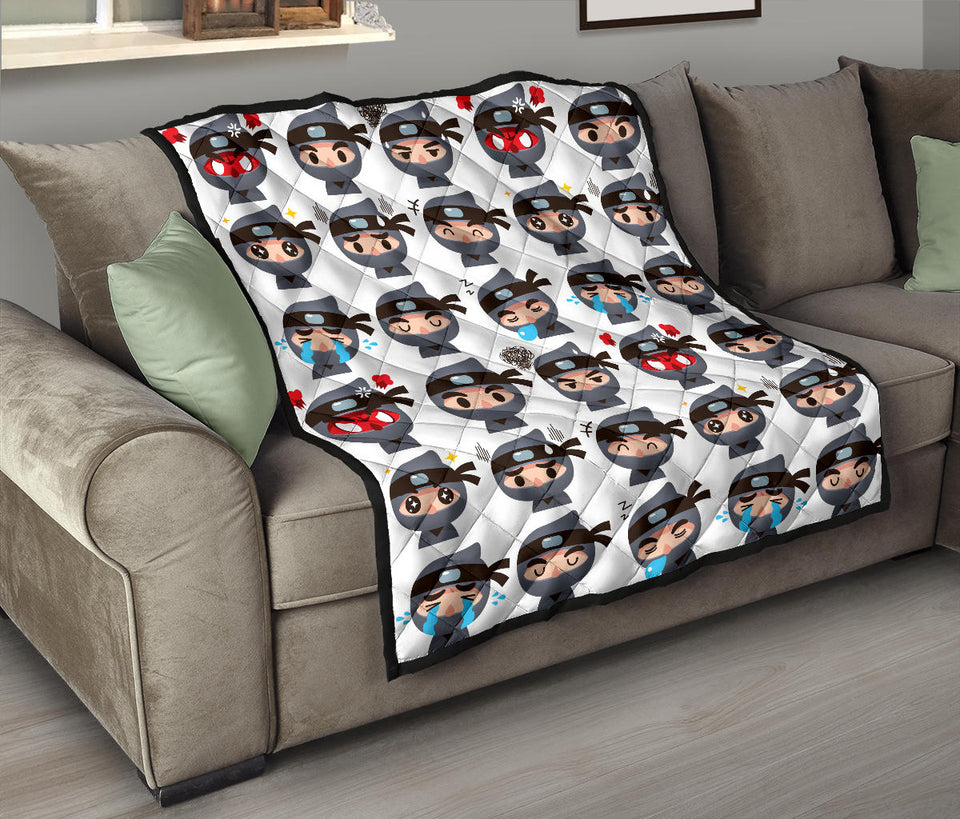 Cute Ninja Design Pattern Premium Quilt