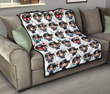 Cute Ninja Design Pattern Premium Quilt