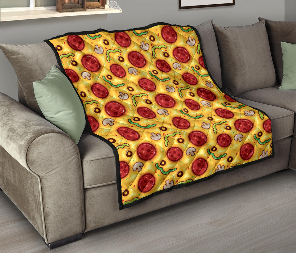 Pizza Texture Pattern Premium Quilt