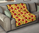 Pizza Texture Pattern Premium Quilt