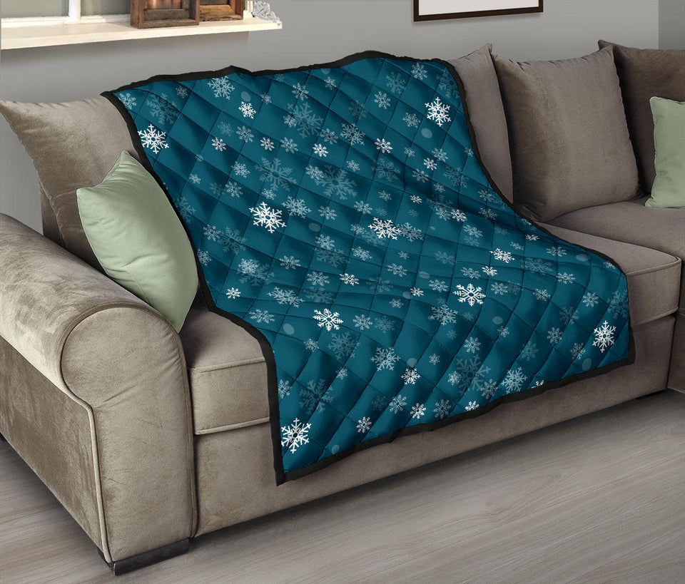 Snowflake Pattern Dark Background Premium Quilt