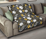 Beautiful Gold Autumn Maple Leaf Pattern Premium Quilt
