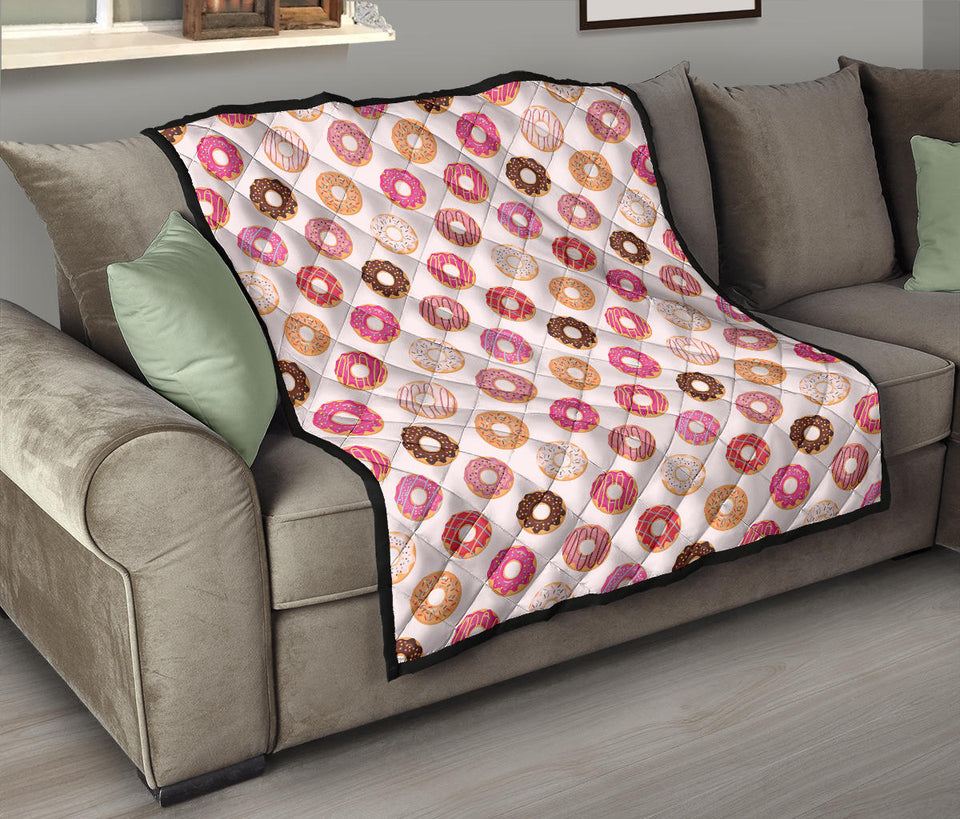 Colorful Donut Pattern Premium Quilt