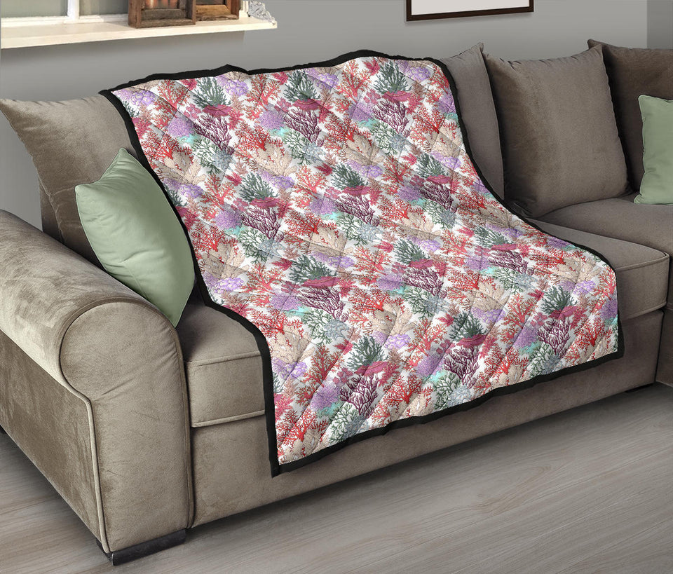 Coral Reef Pattern Print Design 03 Premium Quilt