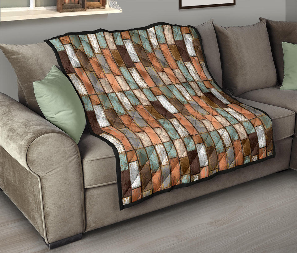Wood Printed Pattern Print Design 02 Premium Quilt