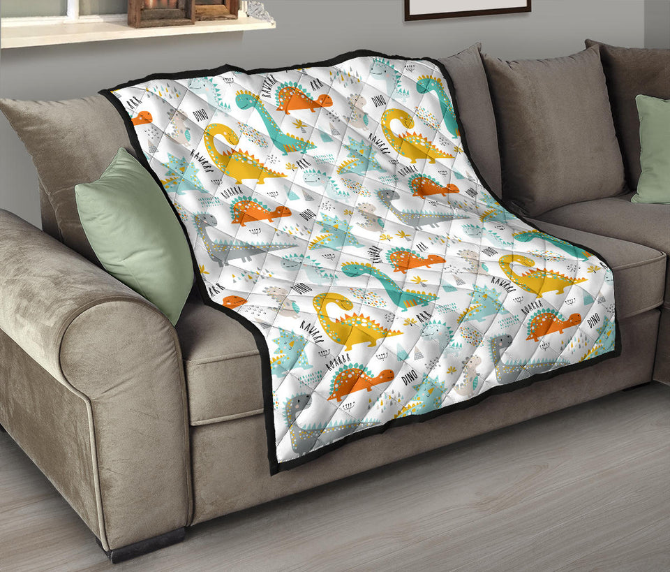 Cute Funny Kids Dinosaurs Pattern Premium Quilt