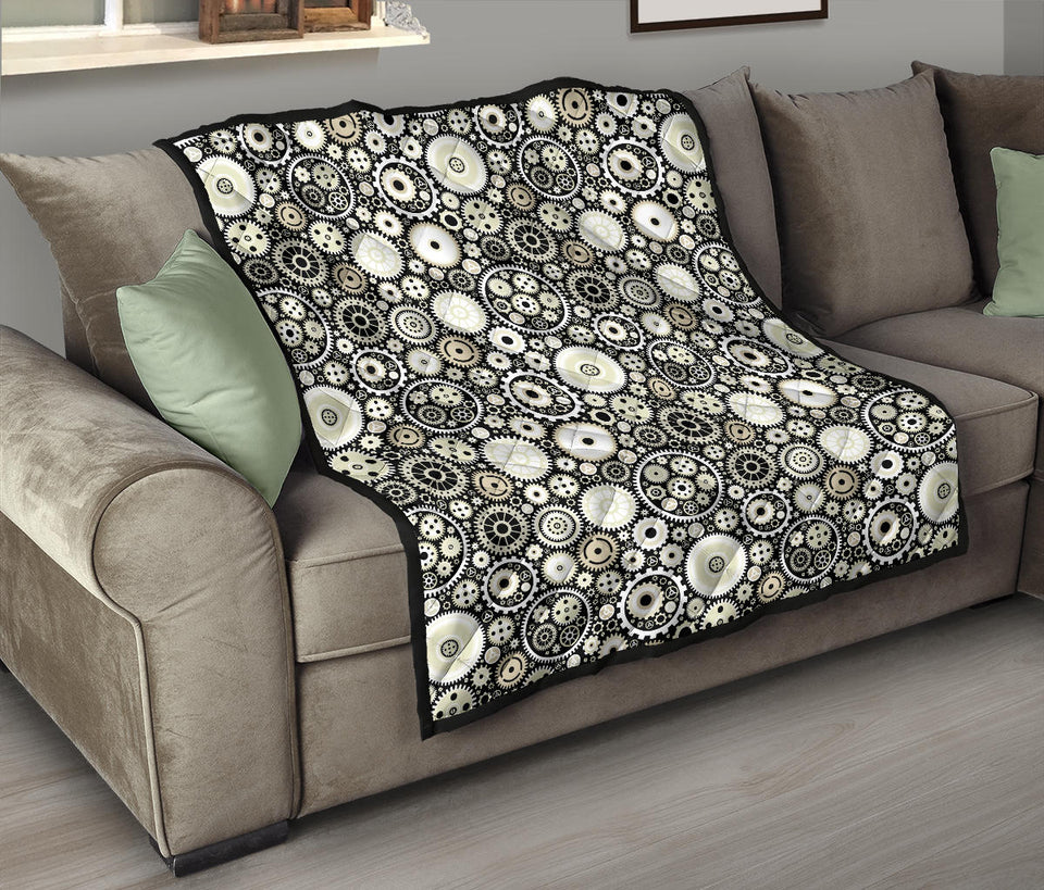 Gear Pattern Print Design 02 Premium Quilt