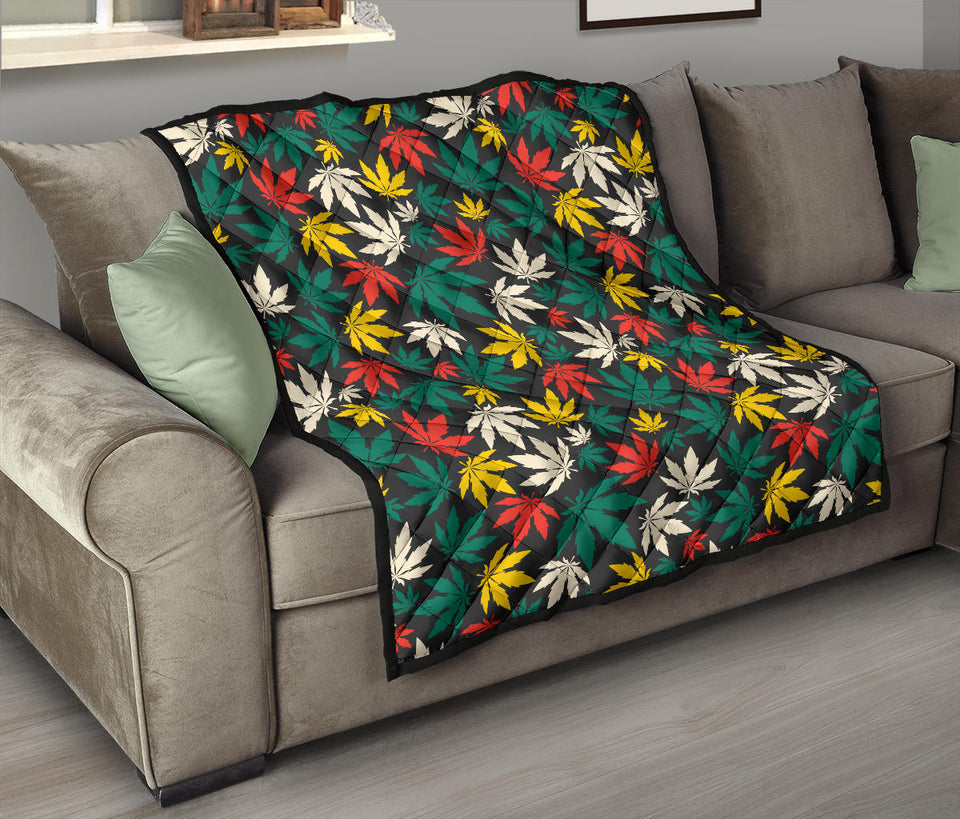 Canabis Marijuana Weed Pattern Print Design 02 Premium Quilt