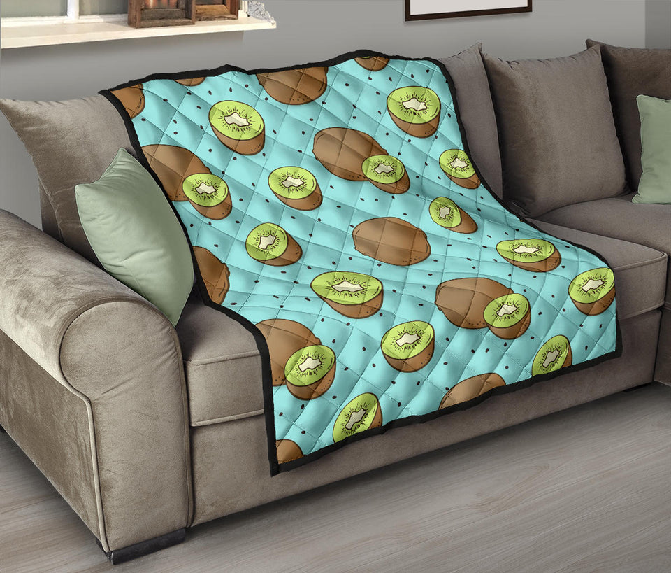 Kiwi Blue Background Premium Quilt