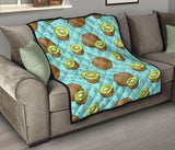 Kiwi Blue Background Premium Quilt