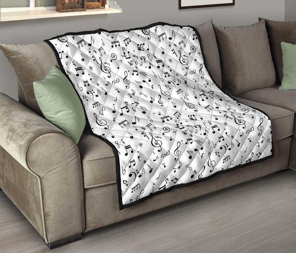 Music Notes Pattern Print Design 04 Premium Quilt