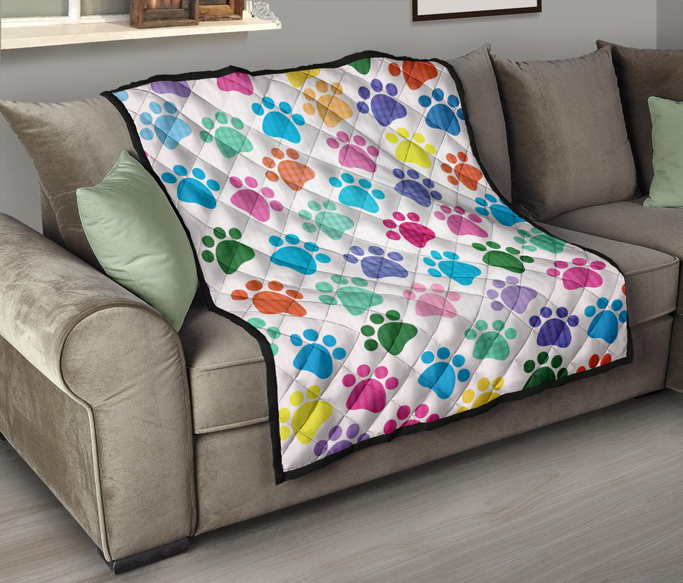 Dog Paws Pattern Print Design 01 Premium Quilt