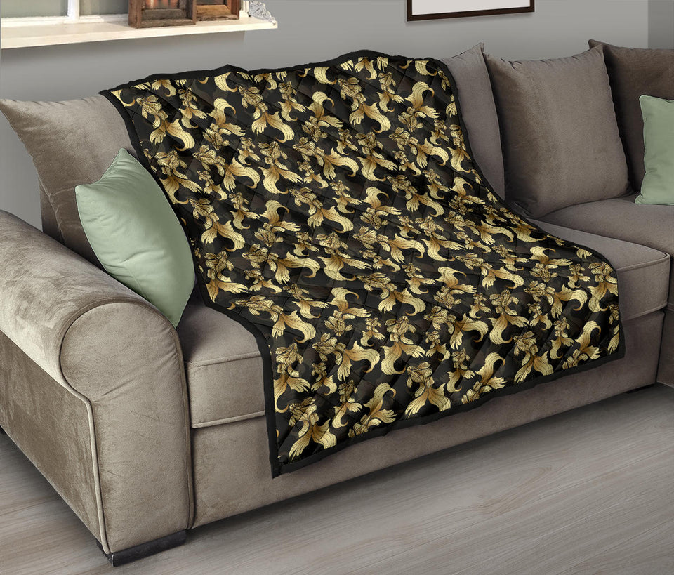 Goldfish Pattern Print Design 01 Premium Quilt