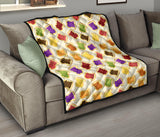 Bread Toast Pattern Print Design 02 Premium Quilt