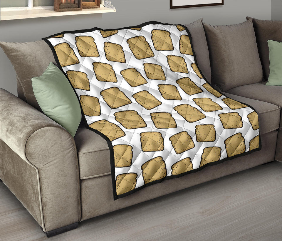 Bread Toast Pattern Print Design 03 Premium Quilt