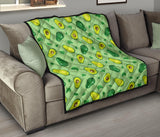 Avocado Pattern Green Background Premium Quilt