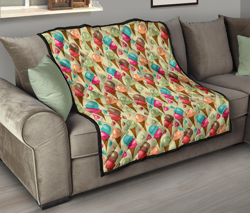 Colorful Ice Cream Pattern Premium Quilt