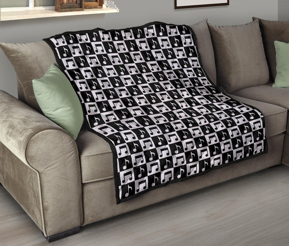 Music Notes Pattern Print Design 01 Premium Quilt