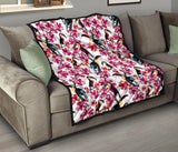 Toucan Flower Design Pattern Premium Quilt