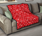 Sushi Pattern Red Background Premium Quilt