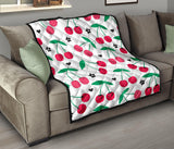 Cherry Pattern White Background Premium Quilt